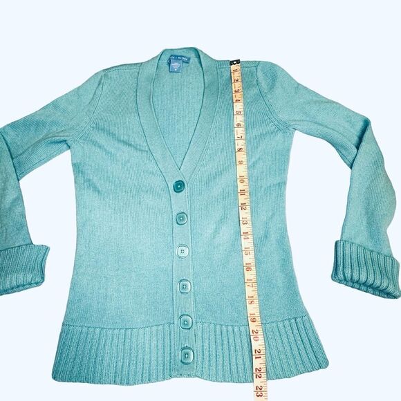 Green Cashmere White and Warren V neck button down knitted cardigan - XS- Small - Picture 8 of 9